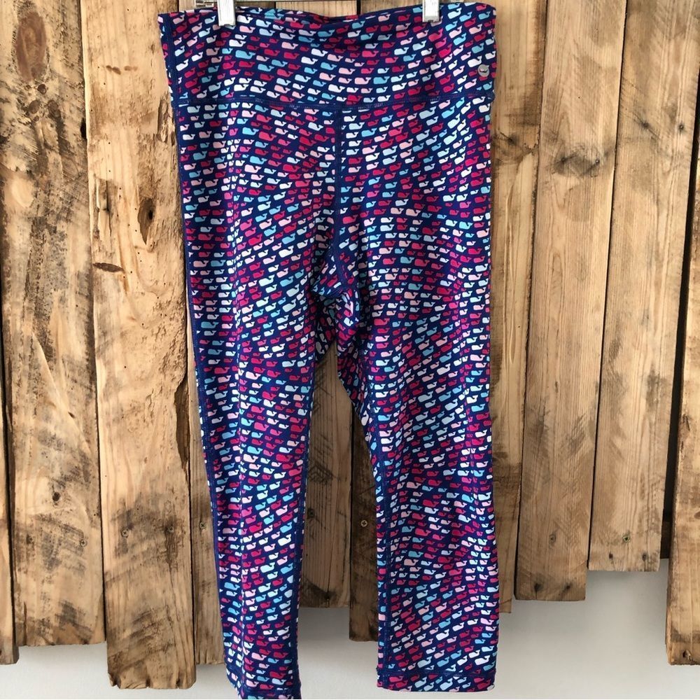 Vineyard Vines Navy Leggings with Pink, Red, Light Blue Whale Pattern - Picture 8 of 11